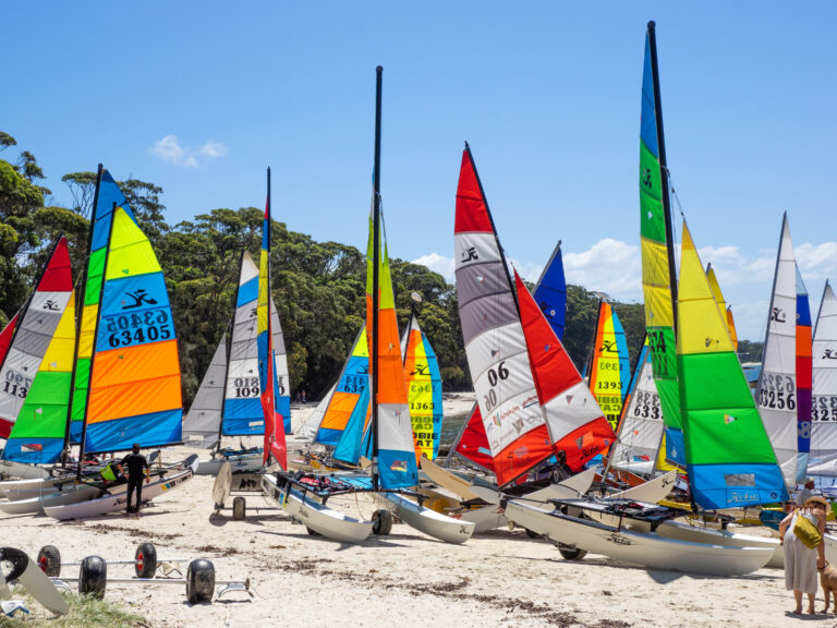 Colouful Sailing boats on a beach